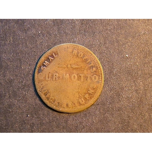 385 - Tradesmen’s Tokens – 19th Century.  Unofficial ¼d, Lincolnshire, GIBSON THE GRIMSBY CLOTHIER in wrea... 