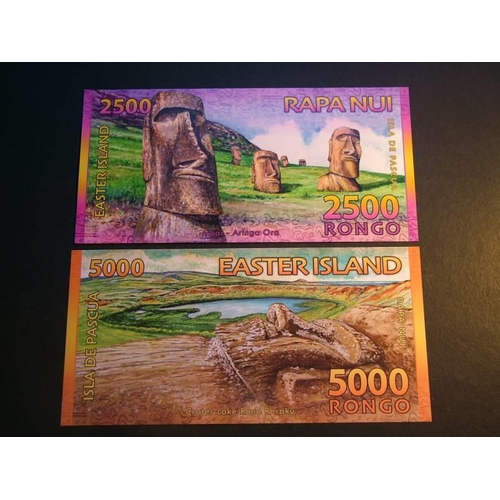 47 - EASTER ISLAND (RAPANUI).  2500 Rongo, 1.12.2011 exchangeable currency note, redeemable for US$5 up t... 