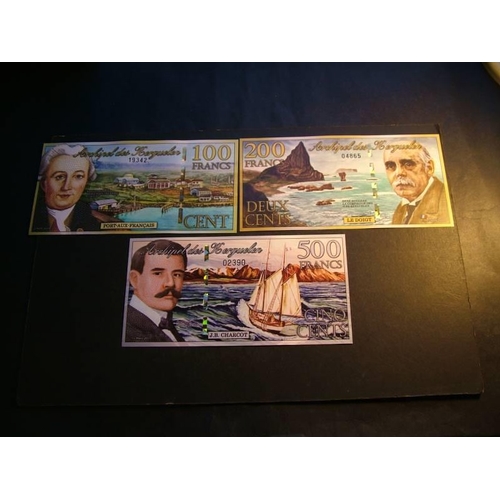68 - KERGUELEN ISLANDS.  100, 200 & 500 Francs, valid until 31.12. 2020.  Limited circulation redeemable ... 
