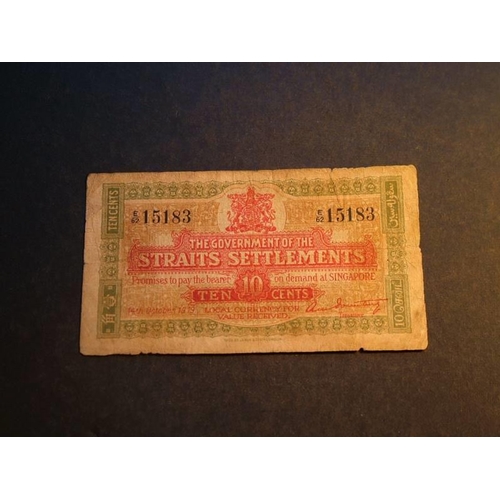 79 - STRAITS SETTLEMENTS.  10 Cents, 14.10.1919, P-8b, VG