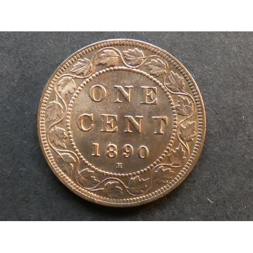 191 - CANADA.  1 Cent, 1890H, KM7, AUNC light contact marks, nearly full original lustre.