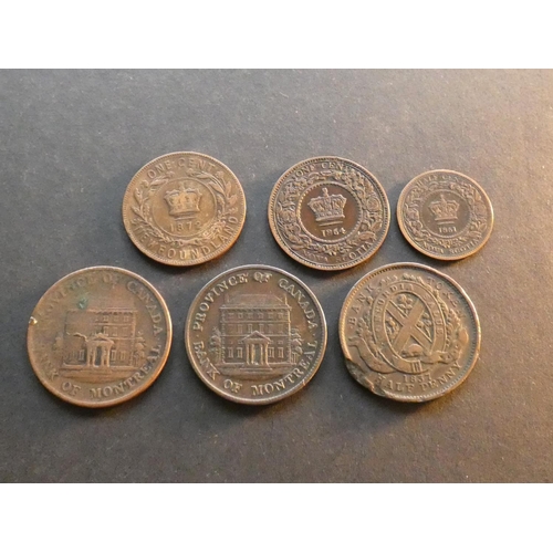 196 - CANADIAN PROVINCES.  Coins & tokens issues, including Newfoundland, 1c, 1872H, Nova Scotia, ½c, 1861... 
