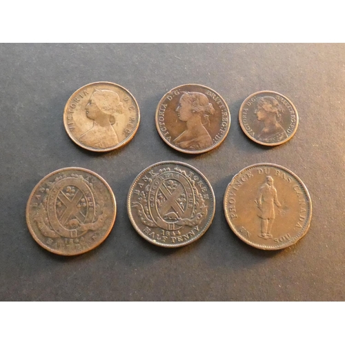 196 - CANADIAN PROVINCES.  Coins & tokens issues, including Newfoundland, 1c, 1872H, Nova Scotia, ½c, 1861... 