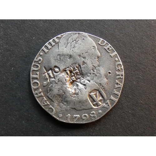 205 - CHINA.  Mexico, 2 Reales, 1798 Mo-F.M., KM91, slightly clipped to 5.3g from 6.77g, one large relief ... 