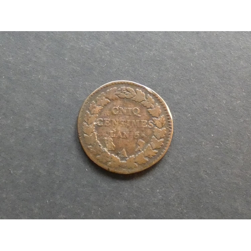 212 - FRANCE.  5 Centimes, L’An5A, KM640.1, error; “CNIQ”, VG ek