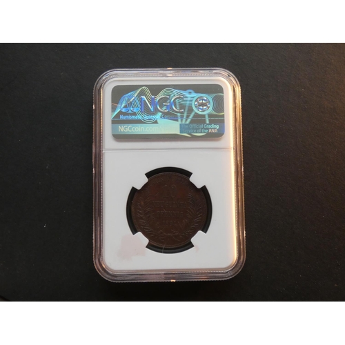 217 - GERMAN NEW GUINEA.  10 Pfennig, 1894, KM3, slabbed and graded “AU-55” by NGC.