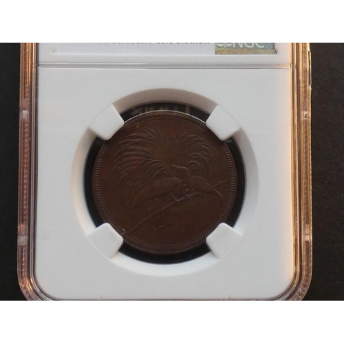 217 - GERMAN NEW GUINEA.  10 Pfennig, 1894, KM3, slabbed and graded “AU-55” by NGC.