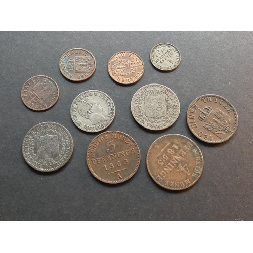 221 - GERMAN STATES.  Prussia.  1 Pfenning (1863A, 1865A, 1968C), 3pf (1863A, 1870C), 4pf (1853A), ½ Silbe... 