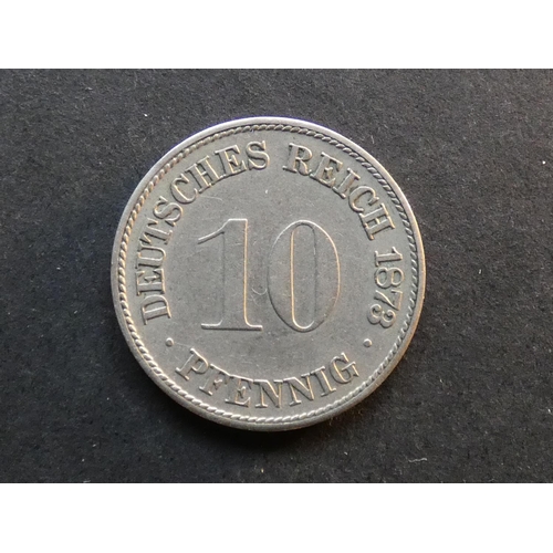 225 - GERMANY.  Empire (1871-1918).  10 Pfennig, 1873F, Stuttgart mint, KM4, VF