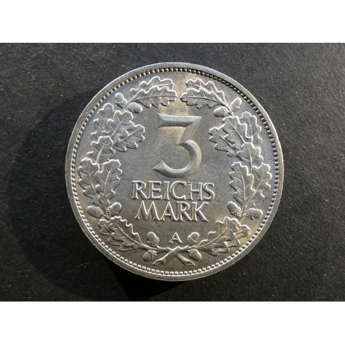 226 - GERMANY.  Weimar Republic (1919-1933).  3 Reichsmark, 1925A, Berlin mint, Rhineland Millennium, KM46... 