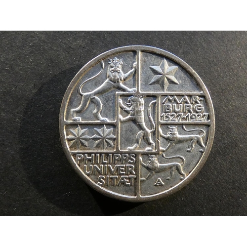227 - GERMANY.  Weimar Republic (1919-1933).  3 Reichsmark, 1927A, Berlin mint, 400th anniversary of Phili... 