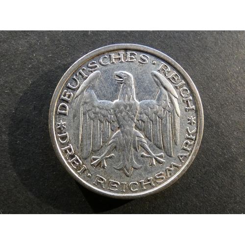 227 - GERMANY.  Weimar Republic (1919-1933).  3 Reichsmark, 1927A, Berlin mint, 400th anniversary of Phili... 