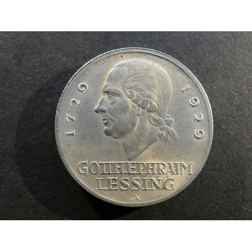 228 - GERMANY.  Weimar Republic (1919-1933).  3 Reichsmark, 1929A, Berlin mint, Bicentennial of birth of G... 