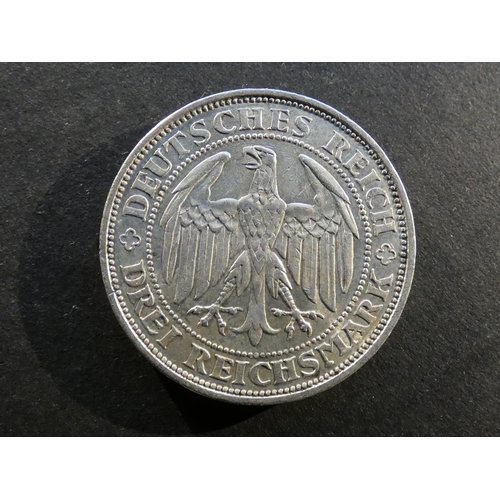232 - GERMANY.  Weimar Republic (1919-1933).  3 Reichsmark, 1929E, Muldenhütten mint, Millennium of Meisse... 