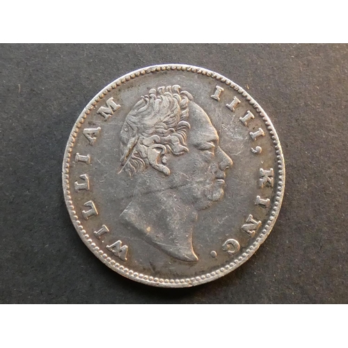 365 - INDIA.  British East India Company.  1 Rupee, 1835(c), Kolkata (Calcutta) mint, 30.5mm, incuse F on ... 