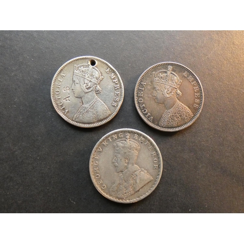 367 - INDIA.  British.  1 Rupee x3; 1879(b), dot above bottom flower, bust A, reverse II, 30.8mm, plus 188... 