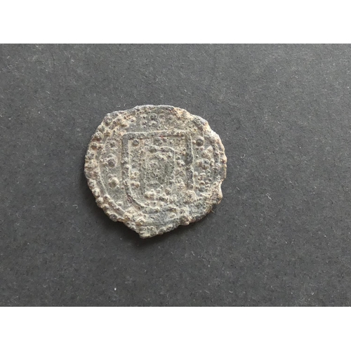 385 - MALAY PENINSULA – Portuguese Malacca.  Sebastiao (1557-1578), tin Bastardo, 27mm, 6.7g.  Shield with... 