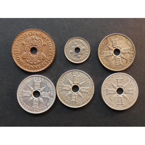396 - NEW GUINEA.  Penny, 1936 (Edward VIII), plus 3 Pence, 1944 and 4x Shilling; 1935, 1936 (George V), 1... 