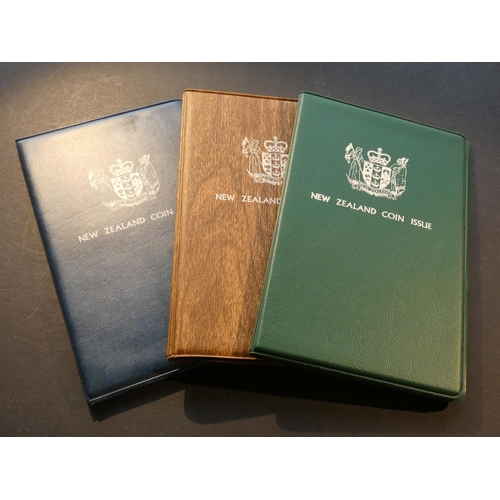402 - NEW ZEALAND.  UNC Mint sets; 1977, 1978 & 1980, each 7 coins, 1c to $1, in original rigid plastic ca... 