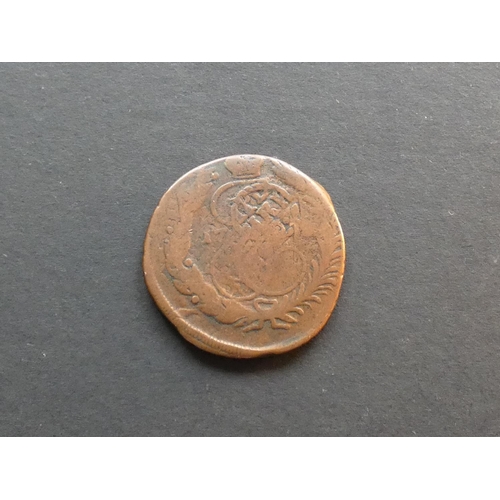 410 - RUSSIA.  2 Kopeks, 1778EM, C58.3, overstruck on 4k of 1762 (C43), with details of host coin and old ... 