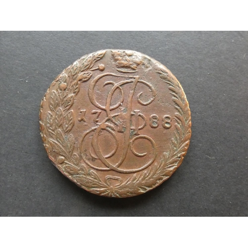 412 - RUSSIA.  5 Kopeks, 1788EM, C59.3, F+