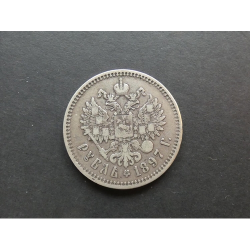 417 - RUSSIA.  1 Rouble, 1897, two stars on edge, Y59.1, F/NF