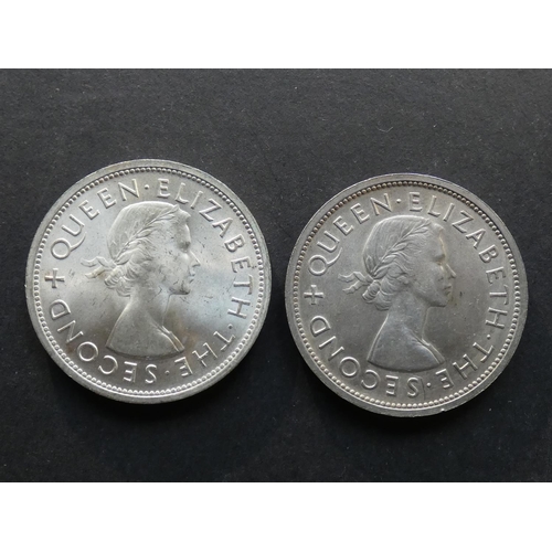 457 - SOUTHERN RHODESIA.  2x Crown, 1953, centenary of birth of Cecil Rhodes, KM27, one with edge letterin... 