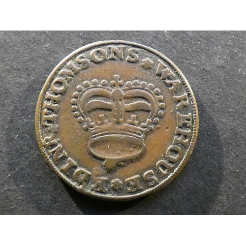 515 - TRADESMEN’S TOKENS – 18TH CENTURY. Scotland, Lothian, ¼d, Edinburgh, THOMSONS WAREHOUSE EDINR, ship ... 