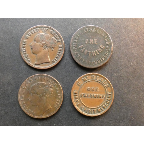 530 - TRADESMEN’S TOKENS – 19TH CENTURY, UNOFFICIAL FARTHING. Scotland, Various; Hanley (Staffordshire), D... 