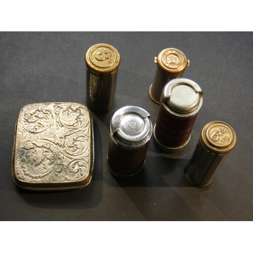 663 - COIN HOLDERS.  Small collection of Edwardian & later spring-loaded coin holders, one to hold various... 