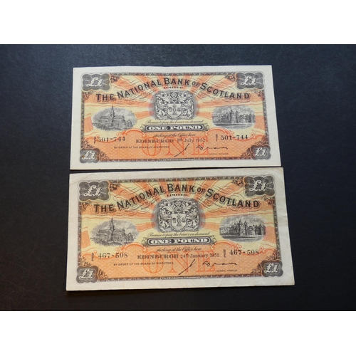 64 - SCOTLAND - National Bank of Scotland. £1, sign. J.A. Brown, 24.1.1952 & 1.7.1952, NA-48 (SC503c, P-2... 