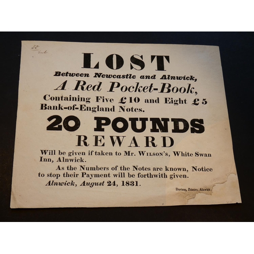 90 - BANKING EPHEMERA. Small handbill, 1831; 