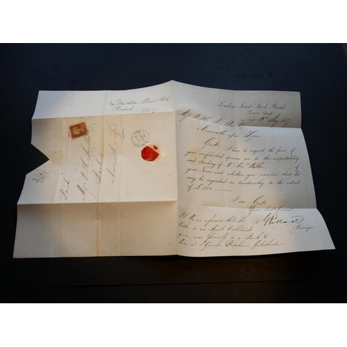 91 - BANKING EPHEMERA. Letter, part-printed and manuscript, dated 13th January 1857, from G. Pollard, man... 