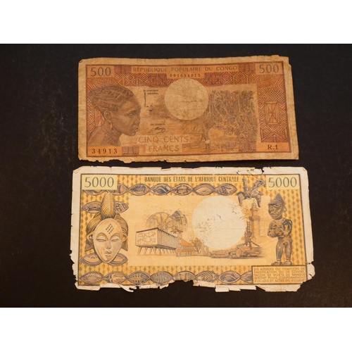 16 - Republic of CONGO.  500 Francs, ND(1974-1978), signatures of Christian Joudiou & Gilbert Ntang, P-2a... 