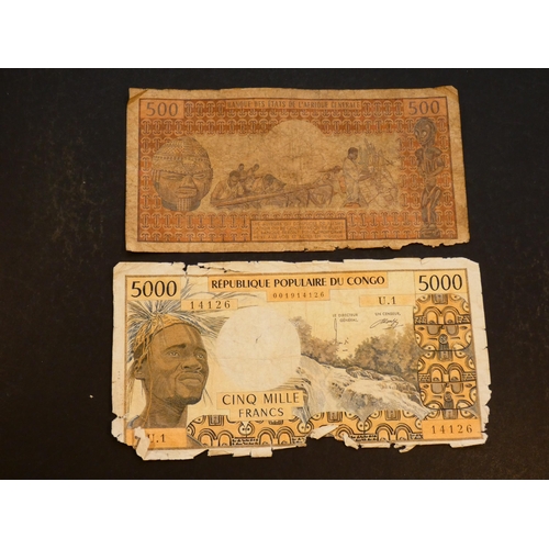 16 - Republic of CONGO.  500 Francs, ND(1974-1978), signatures of Christian Joudiou & Gilbert Ntang, P-2a... 