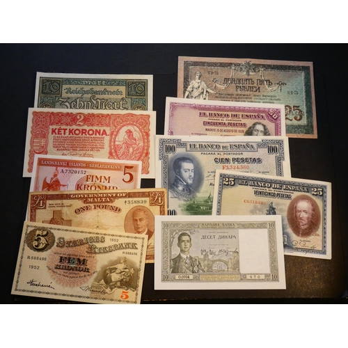 2 - COLLECTION - World.  Germany, 10 Mark, 6.2.1920, P-67a, AUNC.  Iceland, 5 Kronur, L.1957(1961), P-37... 