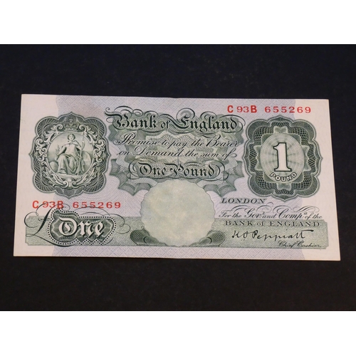 55 - BANK OF ENGLAND. 1 Pound.  Sign. PEPPIATT, Dug.B260 (BE52e), serial number C93B 655269, GVF