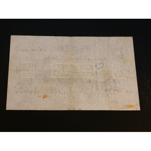 66 - BANK OF ENGLAND. 5 Pounds.  Sign. O'BRIEN, Dug.B276 (BE96a), first series, serial number A17A 039907... 