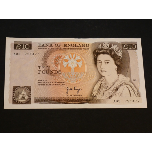 71 - BANK OF ENGLAND. 10 Pounds.  Sign. PAGE, Dug.B330 (BE158b), first series, serial number A03 721477, ... 