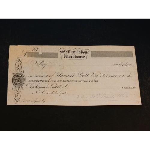 89 - CHEQUE.  St. Mary-le-Bone Workhouse, 