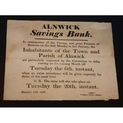 96 - BANKING EPHEMERA.  Handbill, 1823; 