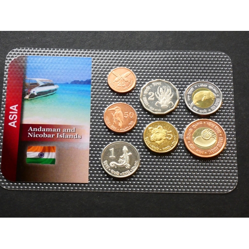 118 - ANDAMAN & NICOBAR ISLANDS.  25 Paise to 20 Rupees, set of 7 coins sealed in flat pack, UNC