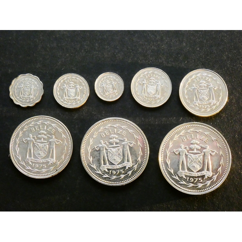 138 - BELIZE.  1, 5, 10, 25 & 50 Cents, plus $1, $5 & $10, 1975, all silver Proofs, from set, UNC, marked.... 