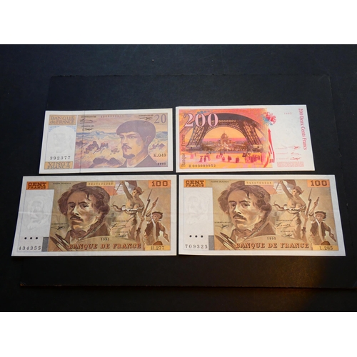 14 - FRANCE.  20 Francs, 1995, P-151h, 100Fr, 1995, P-154h x2, and 200Fr, 1995, P-159a, pinholes, VG to E... 