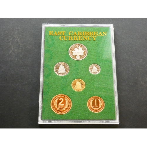 141 - BRITISH EAST CARIBBEAN TERRITORIES.  Proof set, 1965 (issued circa 1981), 1 Cent to 50c in rigid pla... 