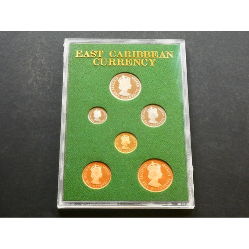 141 - BRITISH EAST CARIBBEAN TERRITORIES.  Proof set, 1965 (issued circa 1981), 1 Cent to 50c in rigid pla... 