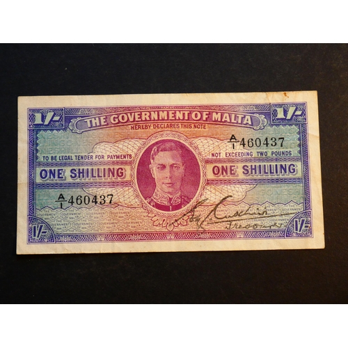 21 - MALTA.  1 Shilling, ND(1943), P-16, prefix A/1, F+