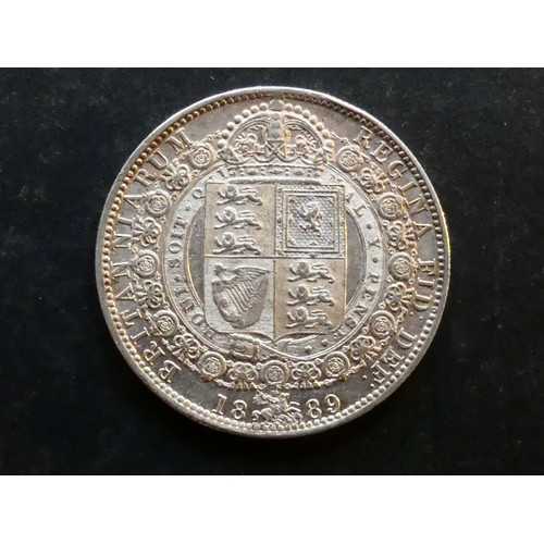 224 - UNITED KINGDOM. Halfcrown.  1889, S3924, VF/GVF, lightly cleaned, scratches & light contact marks on... 