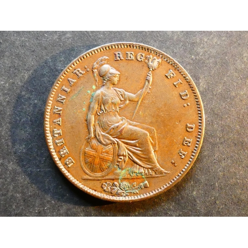 253 - UNITED KINGDOM. Penny.  1858, ornamented trident, with W.W. on truncation, S-3948, NEF, light contac... 