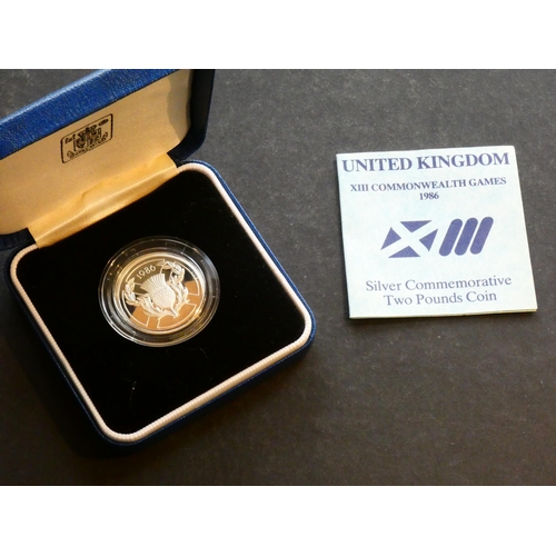 271 - UNITED KINGDOM.  2 Pounds.  1986, Commonwealth Games, silver Proof, NFDC, cased.